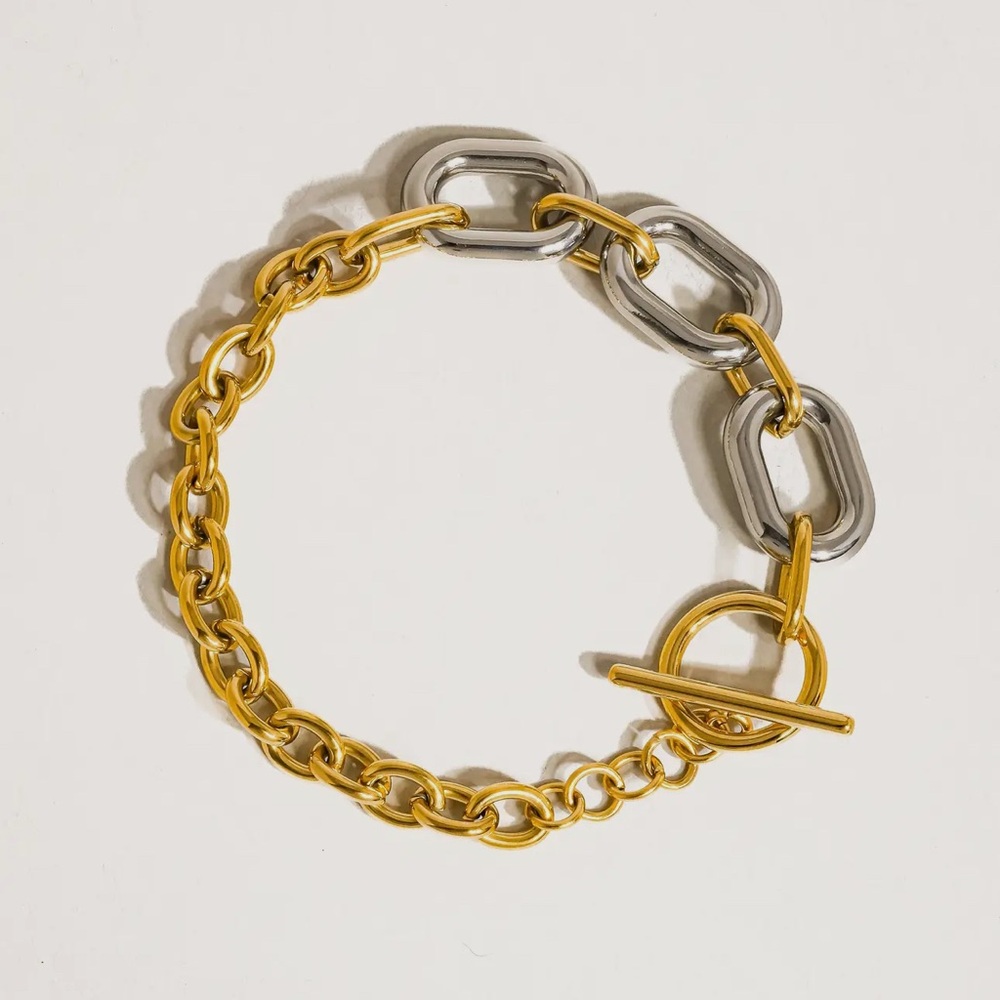 Chic Two-Tone Chain Bracelet